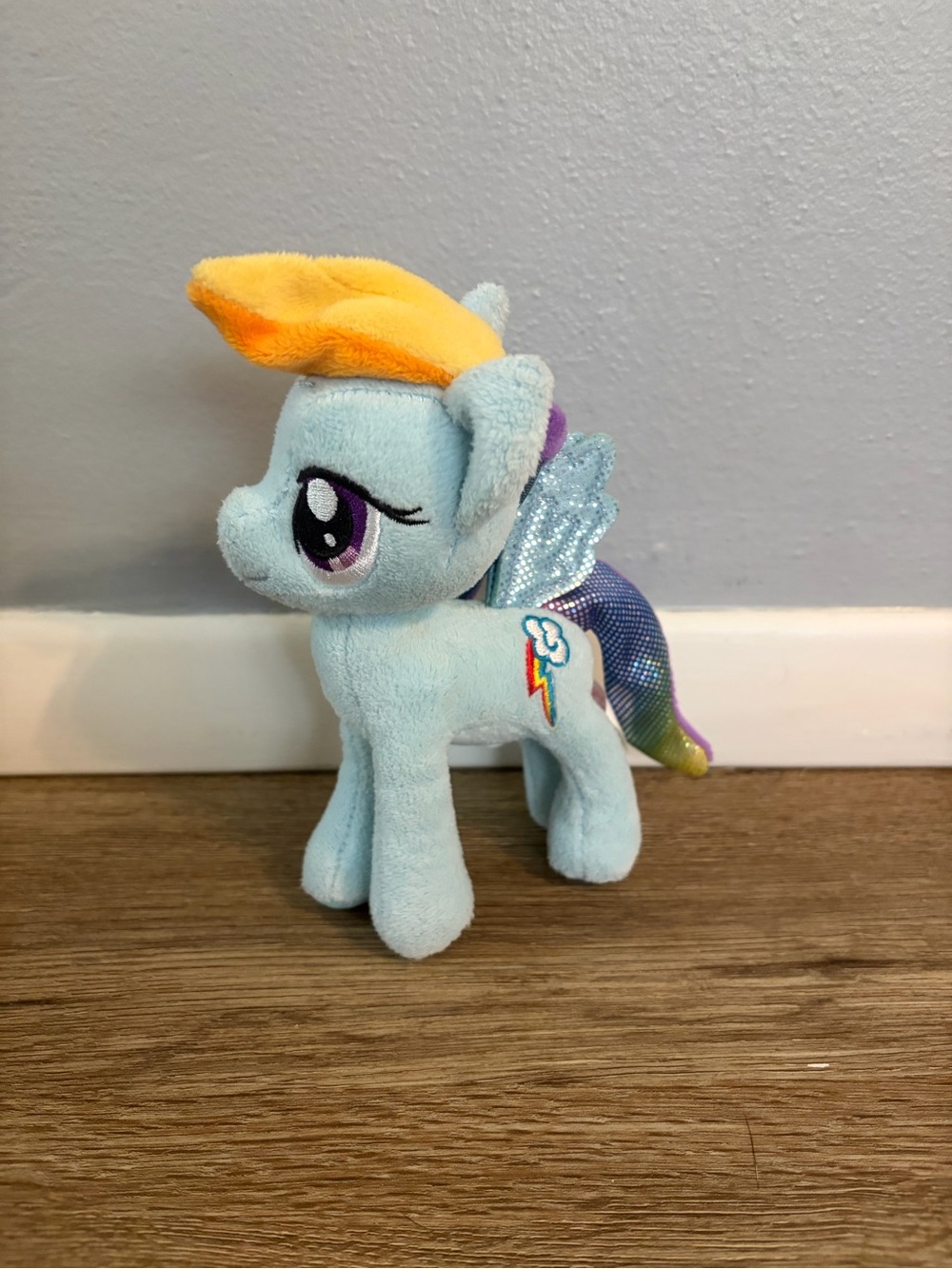 My Little Pony Light Blue Plush with Rainbow Mane and Yellow Forelock